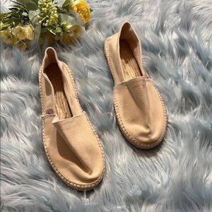 Faherty Cream Canvas Loafers